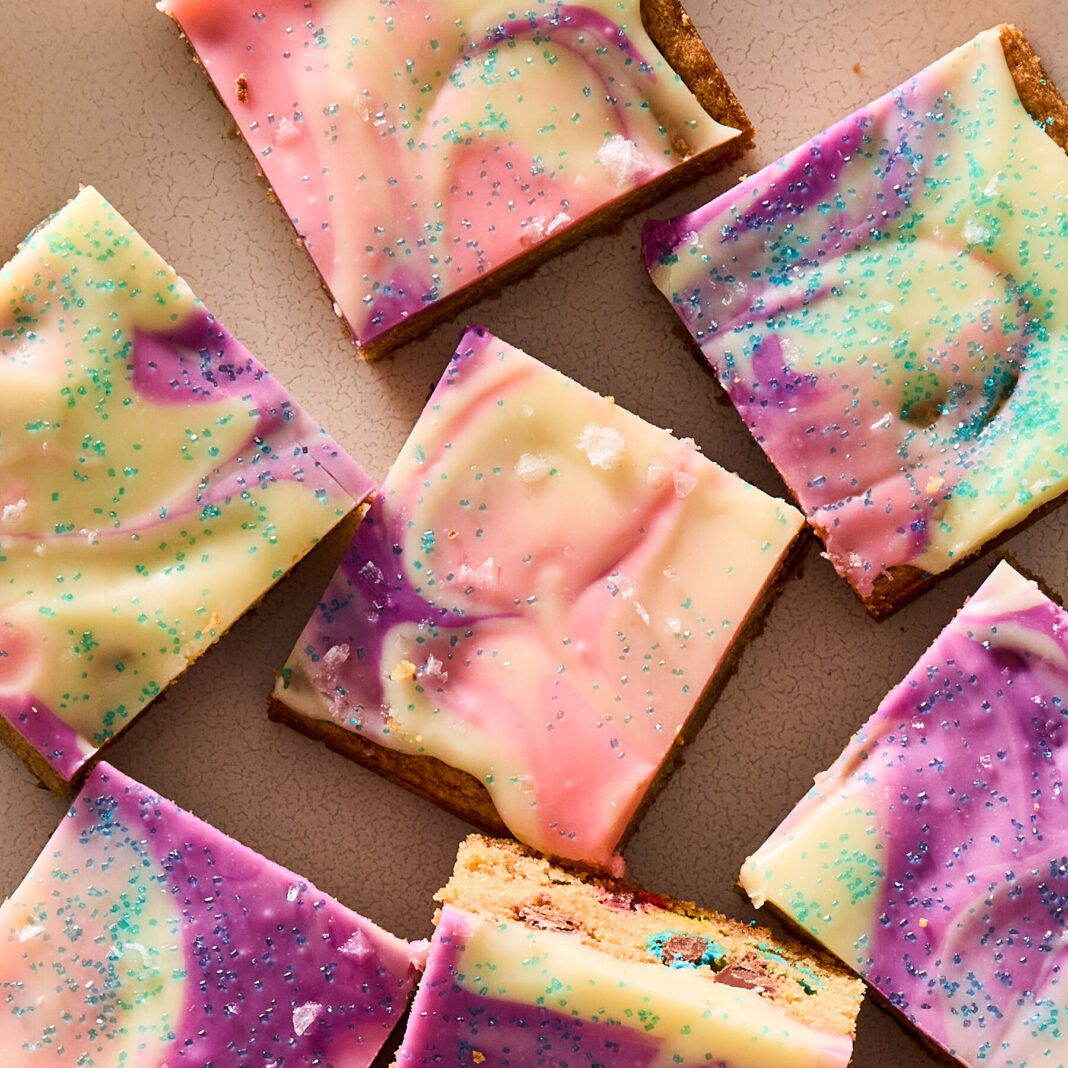 How to Make Cosmic Blondies with Colorful Ganache and Glitter