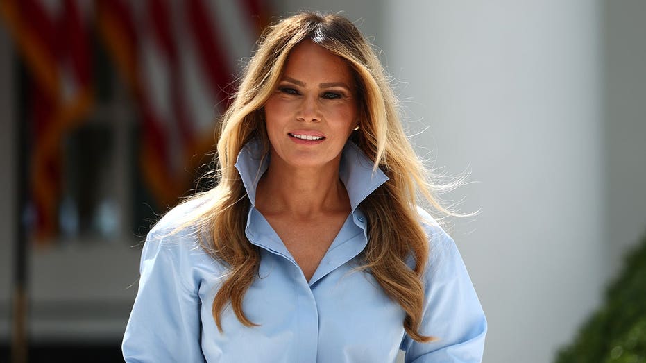 Melania Trump’s Five-Word Rose Garden Return: Bold Patriotic Look Steals the Spotlight as She Expands Foster Care Scholarship Program