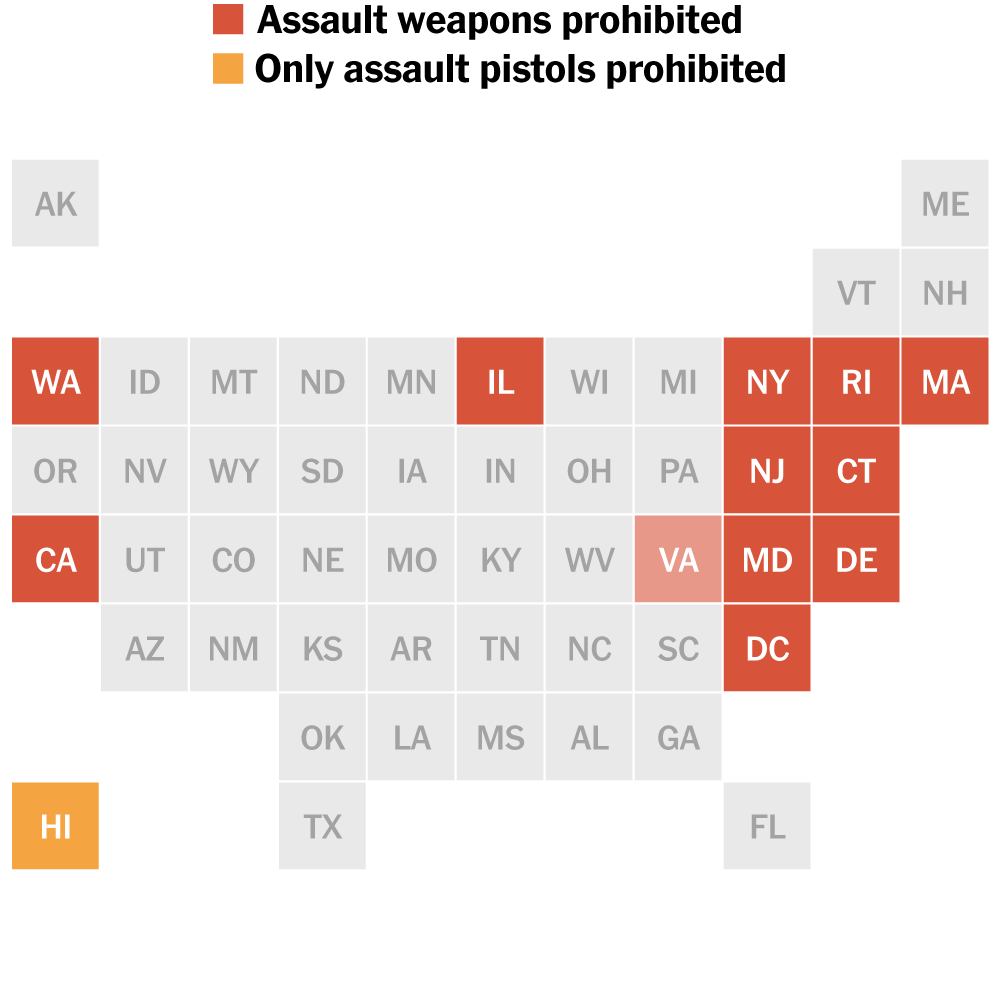 Mapping Assault Weapons Bans State by State as Legal Challenges Persist